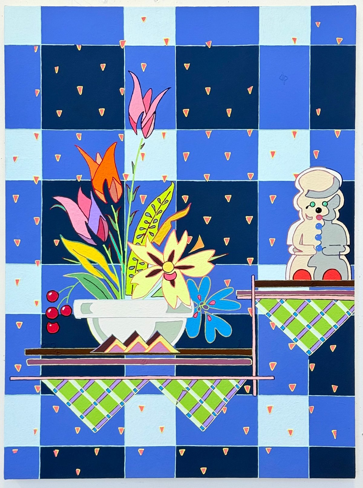 painting by James Gobel entitled "If You Can Shake You Can Shimmer" (2025)z flashe and embroidery floss on canvas (52 x 42 in. / 132.08 x 106.68 cm)